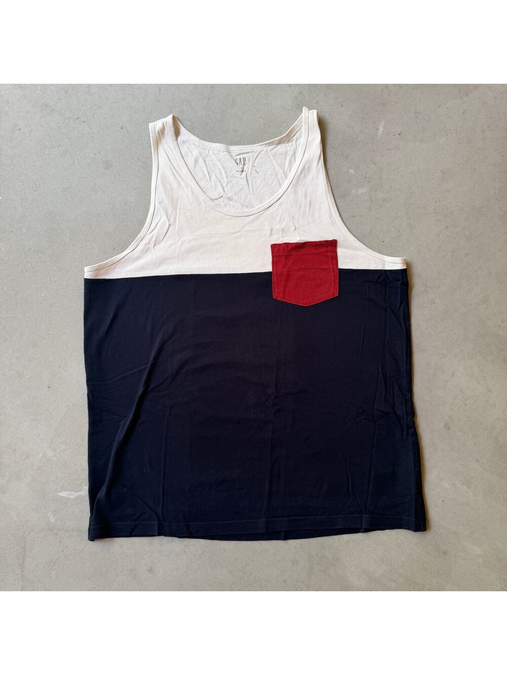 GAP Colorblock Tank Top with Red Pocket, Size Small